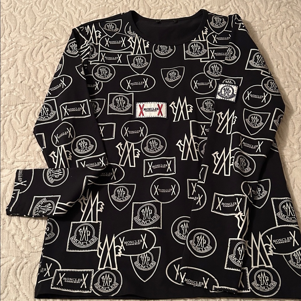 Moncler Black and White Patterned Shirt